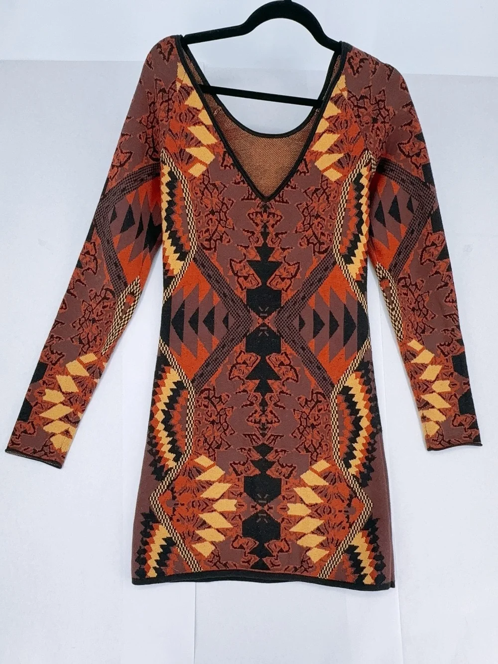 Free People rust purple HUNTRESS OF A MAN sweater knit low back dress size M - Picture 3 of 9